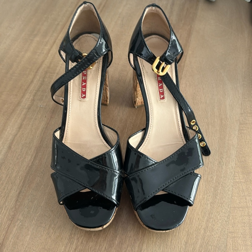 Prada Black Patent Leather Women's Heels